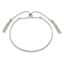 Load image into Gallery viewer, Sterling Silver Polished D/C w/tassels Adjustable Bangle
