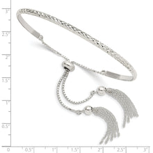 Load image into Gallery viewer, Sterling Silver Polished D/C w/tassels Adjustable Bangle
