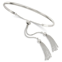 Load image into Gallery viewer, Sterling Silver Polished w/tassels Adjustable Bangle
