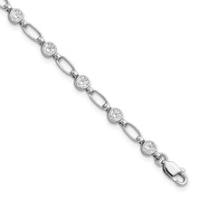 Load image into Gallery viewer, Sterling Silver Rhodium-plated Polished CZ Bracelet
