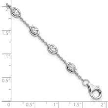 Load image into Gallery viewer, Sterling Silver Rhodium-plated Oval CZ w/1in ext 11 Station Bracelet
