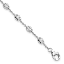 Load image into Gallery viewer, Sterling Silver Rhodium-plated Oval CZ w/1in ext 11 Station Bracelet

