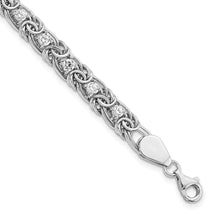 Load image into Gallery viewer, Sterling Silver Rhodium-plated Polished Clear CZ Flat Link 7.5in Bracelet
