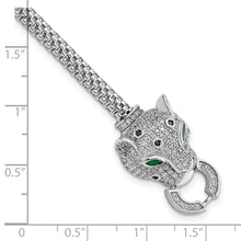 Load image into Gallery viewer, Sterling Silver Rhodium-plated Polished CZ Cheetah Head Bracelet
