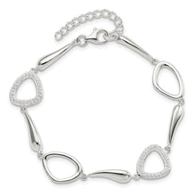 Load image into Gallery viewer, Sterling Silver Polished CZ w/1 in ext. Bracelet
