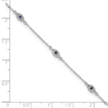 Load image into Gallery viewer, Sterling Silver Rhodium-plated Polished Blue &amp; White CZ Eyes Bracelet
