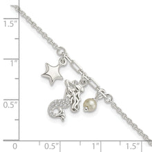 Load image into Gallery viewer, Sterling Silver CZ Mermaid/Star/Swarovski Pearl Bracelet
