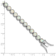 Load image into Gallery viewer, Sterling Silver Rhodium-plated Beaded White Created Opal Inlay Bracelet
