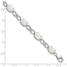 Load image into Gallery viewer, Sterling Silver Rhodium-plated Polished White Created Opal &amp; CZ Bracelet

