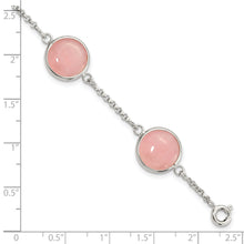 Load image into Gallery viewer, Sterling Silver Polished Rose Quartz 7.5in Bracelet
