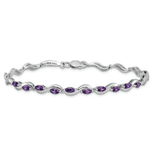 Load image into Gallery viewer, Sterling Silver Rhodium plated Purple CZ Bracelet
