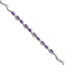 Load image into Gallery viewer, Sterling Silver Rhodium plated Purple CZ Bracelet
