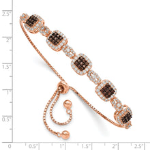 Load image into Gallery viewer, Sterling Silver Rose-tone Black Rhodium-plate Fancy CZ Adjustable Bracelet
