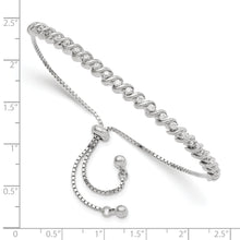 Load image into Gallery viewer, Sterling Silver Polished Rhodium-plated CZ Adjustable Bracelet
