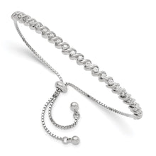 Load image into Gallery viewer, Sterling Silver Polished Rhodium-plated CZ Adjustable Bracelet
