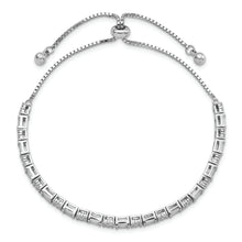 Load image into Gallery viewer, Sterling Silver Polished Rhodium-plated CZ Adjustable Bracelet
