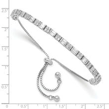 Load image into Gallery viewer, Sterling Silver Polished Rhodium-plated CZ Adjustable Bracelet
