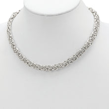 Load image into Gallery viewer, Sterling Silver Polished 9.3mm Flat Byzantine 17in Chain
