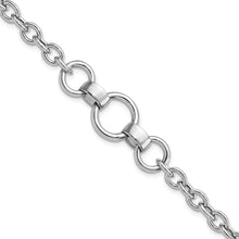 Load image into Gallery viewer, Sterling Silver Rhodium-plated Fancy Rolo w/3 Circles Bracelet
