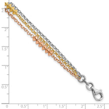 Load image into Gallery viewer, Sterling Silver RH-plated Rose &amp; Yellow gold-plated Multi-strand w/ 1in ext
