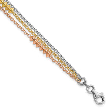 Load image into Gallery viewer, Sterling Silver RH-plated Rose &amp; Yellow gold-plated Multi-strand w/ 1in ext
