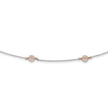 Load image into Gallery viewer, Sterling Silver Rhodium-plated Rose Tone CZ Stations w/2 in ext. Necklace
