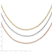 Load image into Gallery viewer, Sterling Silver RH-plate Rose/Yellow-tone Paperclip Link 3-strand Necklac

