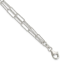 Load image into Gallery viewer, Sterling Silver Two D/C Fancy Link w/1 in ext. Bracelet
