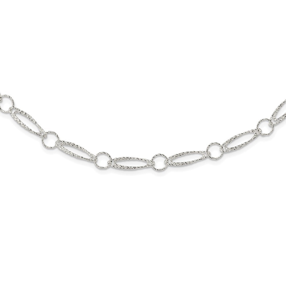 Sterling Silver Polished D/C Fancy Link Necklace