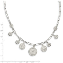 Load image into Gallery viewer, Sterling Silver Rhodium-plated Polished Coin w/ 2in ext. Necklace
