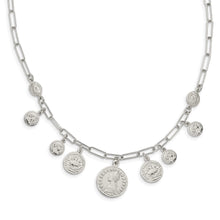 Load image into Gallery viewer, Sterling Silver Rhodium-plated Polished Coin w/ 2in ext. Necklace
