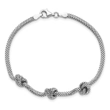 Load image into Gallery viewer, Sterling Silver Rhodium-plated Knotted Mesh Bracelet
