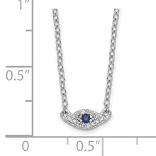Load image into Gallery viewer, Sterling Silver Rhodium-plated Polished Blue &amp; White CZ Eye Necklace

