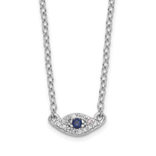 Load image into Gallery viewer, Sterling Silver Rhodium-plated Polished Blue &amp; White CZ Eye Necklace
