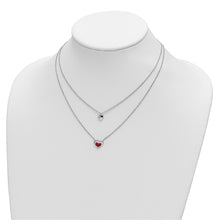 Load image into Gallery viewer, Sterling Silver Rhodium-plate Enamel Heart 2-Strand w/1in Ext Necklace
