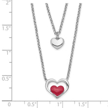 Load image into Gallery viewer, Sterling Silver Rhodium-plate Enamel Heart 2-Strand w/1in Ext Necklace
