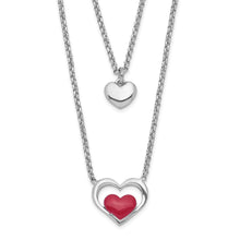 Load image into Gallery viewer, Sterling Silver Rhodium-plate Enamel Heart 2-Strand w/1in Ext Necklace
