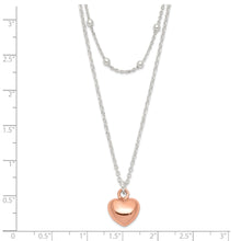 Load image into Gallery viewer, Sterling Silver &amp; Rose-tone Beaded Heart Adjustable Necklace
