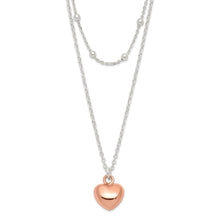 Load image into Gallery viewer, Sterling Silver &amp; Rose-tone Beaded Heart Adjustable Necklace
