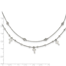 Load image into Gallery viewer, Sterling Silver Rhodium-plated Polished Cross and CZ w/ 2in ext. Necklace
