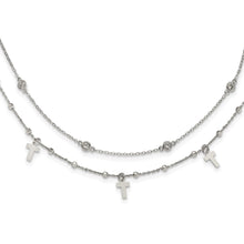 Load image into Gallery viewer, Sterling Silver Rhodium-plated Polished Cross and CZ w/ 2in ext. Necklace
