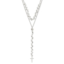 Load image into Gallery viewer, Sterling Silver Polished Cross w/2 in ext 2-Strand Necklace
