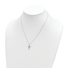 Load image into Gallery viewer, Sterling Silver Rhodium-plated Polished Multi-color CZ Cross Necklace
