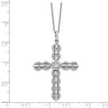 Load image into Gallery viewer, Sterling Silver Rhodium-plated Polished CZ Cross Necklace
