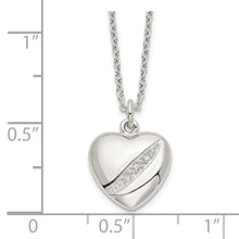 Load image into Gallery viewer, Sterling Silver CZ 16in w/2in ext Heart Necklace
