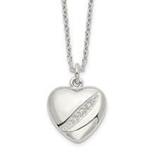 Load image into Gallery viewer, Sterling Silver CZ 16in w/2in ext Heart Necklace
