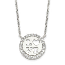 Load image into Gallery viewer, Sterling Silver Polished CZ Love Necklace

