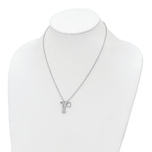 Load image into Gallery viewer, Sterling Silver Rhodium-plated CZ and Heart D/C Bead Chain Necklace
