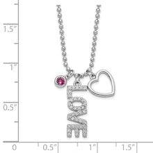 Load image into Gallery viewer, Sterling Silver Rhodium-plated CZ and Heart D/C Bead Chain Necklace
