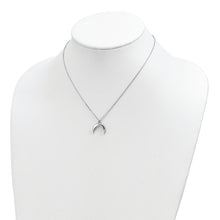 Load image into Gallery viewer, Sterling Silver Rhodium-plated CZ Moon Necklace

